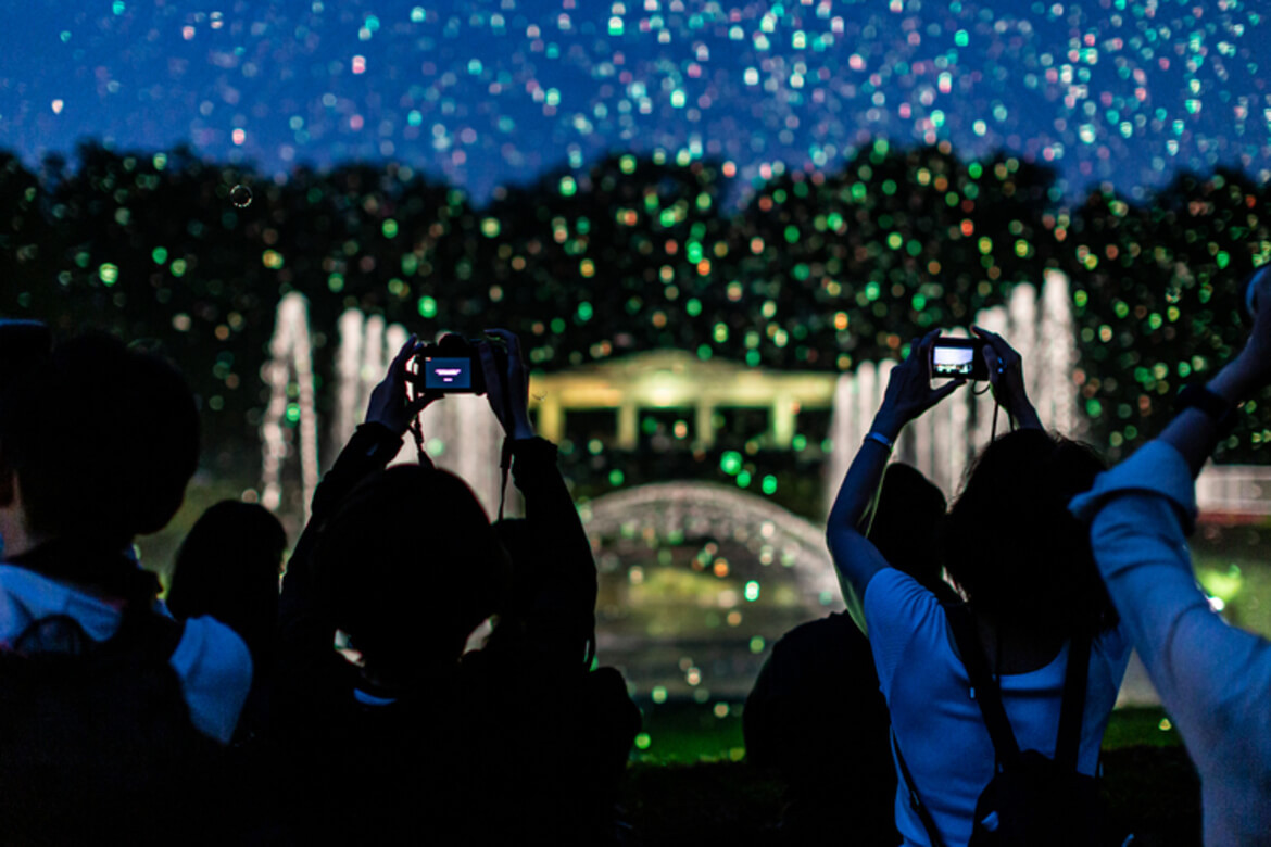 東京・神代植物公園にて、シャボン玉と光で夜空を劇場化する「バブルミネーション」9/14・15開催